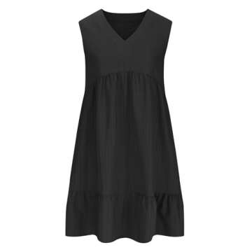 Stylish AEPTDEO Womens Summer V Neck A-Line Dress