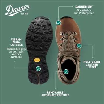 Danner Mountain 600 Hiking Boots for Women - Waterproof, Durable Suede Upper, Breathable Lining, Triple-Density Footbed & Vibram Traction Outsole, Rich Brown - 7.5 M
