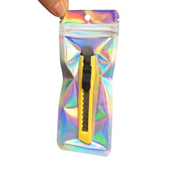 Resealable Holographic Bags 100 Pack for Gift Packaging