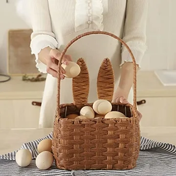 Durable Hand-Woven Bunny Easter Basket for Kids