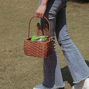 Durable Hand-Woven Bunny Easter Basket for Kids