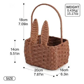Durable Hand-Woven Bunny Easter Basket for Kids