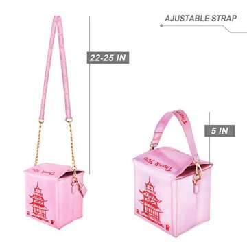 Fashion Crossbody Shoulder Bag, i5 Chinese Takeout Box Purse with Comfortable Chain Strap (holo-pink)