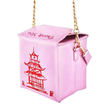 Fashion Crossbody Shoulder Bag, i5 Chinese Takeout Box Purse with Comfortable Chain Strap (holo-pink)