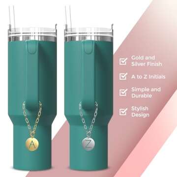 TMNOVO Stanley Accessories Charms Gold Stanley Accessories 40 oz K Letter Charm for Stanley Cup Tumb...