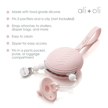 Ali+Oli Silicone Pacifier Holder Case in Pink