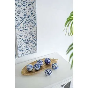 A&B Home Blue and White Decorative Orbs Set of 6 for Home Decor
