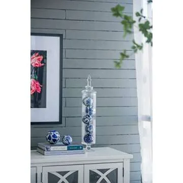 A&B Home Blue and White Decorative Orbs Set of 6 for Home Decor