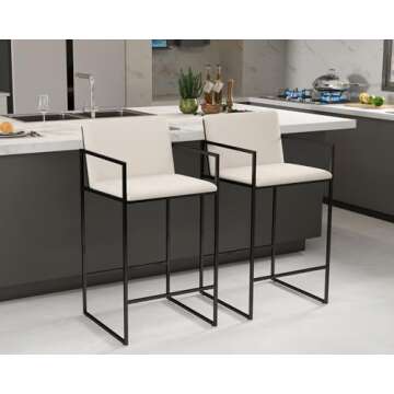 LIVINOVA Modern 25.5 Inch Bar Stools Set of 4 Cream