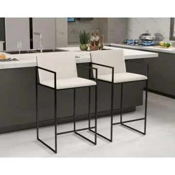 LIVINOVA Modern 25.5 Inch Bar Stools Set of 4 Cream