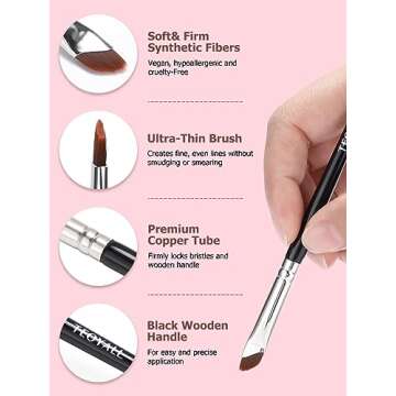 TEOYALL 3-Piece Angled Eyeliner Brush Set for Professional Looks