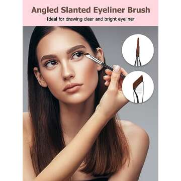 TEOYALL 3-Piece Angled Eyeliner Brush Set for Professional Looks