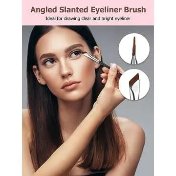 TEOYALL 3-Piece Angled Eyeliner Brush Set for Professional Looks