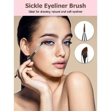 TEOYALL 3-Piece Angled Eyeliner Brush Set for Professional Looks