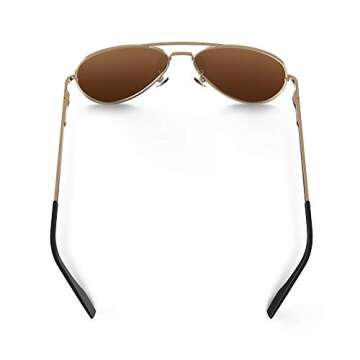 MOTOEYE SUMMER SALE Polarized Aviator Sunglasses for Kids Girls Boys Children Pack of 2 from 4 to 15 years old (Black &Brown)