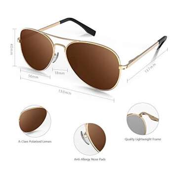 MOTOEYE SUMMER SALE Polarized Aviator Sunglasses for Kids Girls Boys Children Pack of 2 from 4 to 15 years old (Black &Brown)