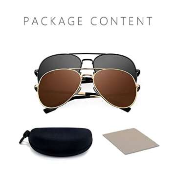 MOTOEYE SUMMER SALE Polarized Aviator Sunglasses for Kids Girls Boys Children Pack of 2 from 4 to 15 years old (Black &Brown)