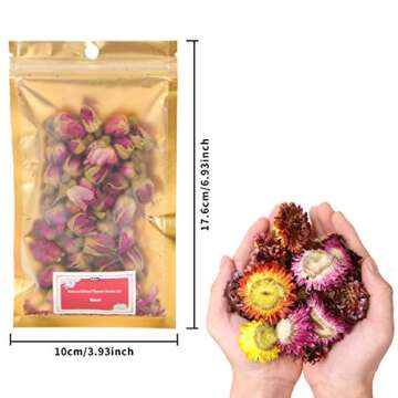 Mlife Natural Dried Flower Herbs Kit - 180g Dried Flower for Soap, Candle, Resin Jewelry Making, Bath Bombs, Floral Water, Nails Decorations - Rose, Lavender, Jasmine and etc.(12 Bags / 0.5 oz Each)