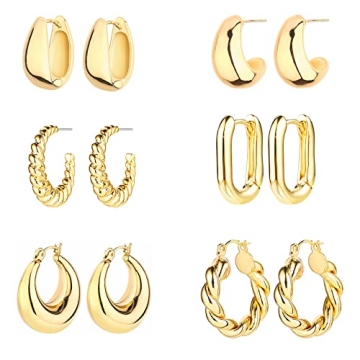 14K Gold Hoop Earrings Set | Chunky & Hypoallergenic