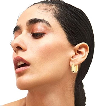 14K Gold Hoop Earrings Set | Chunky & Hypoallergenic