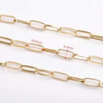 UMAOKANG 16.4 Feet Large Paperclip Chain for Jewelry Making Gold Plated Aluminum Jewelry Chains Bulk with Jump Rings and Lobster Clasps