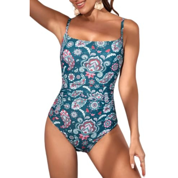 Eomenie Women's One Piece Tummy Control Swimsuit with Elegant Design