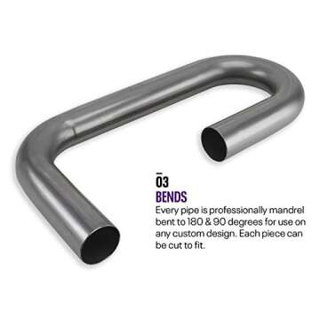 Combo Exhaust Pipe Mandrel Bend/Header Tubing, 2-1/2" Inch, Pair