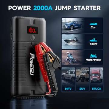 POWESU Jump Starter 2000A Compact Portable 12V Booster