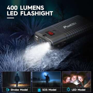 POWESU Jump Starter 2000A Compact Portable 12V Booster