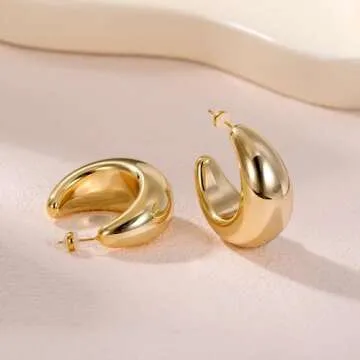 PABBEU Water Drop Earring Dupes - Hypoallergenic Gold Hoops