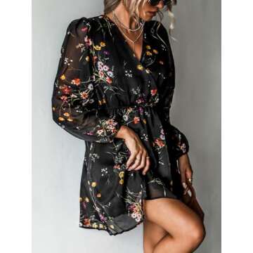 CUPSHE Mini Dress - Flowy Floral Chiffon Summer Dress