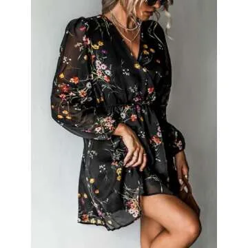 CUPSHE Mini Dress - Flowy Floral Chiffon Summer Dress