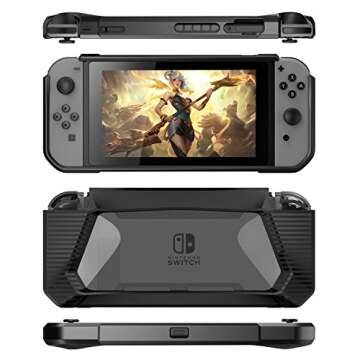 HEYSTOP Nintendo Switch Carrying Case Clear Case Dockable Pokeball Plus Case, TPU Protective Case, Tempered Glass Screen Protector Thumb Grips Caps 6 in 1 Accessories Kit for Nintendo Switch