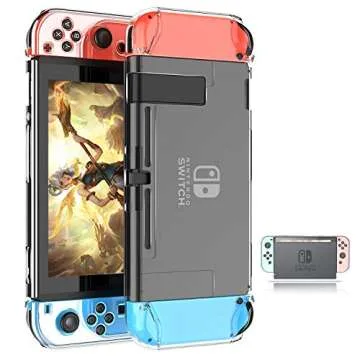HEYSTOP Nintendo Switch Carrying Case Clear Case Dockable Pokeball Plus Case, TPU Protective Case, Tempered Glass Screen Protector Thumb Grips Caps 6 in 1 Accessories Kit for Nintendo Switch