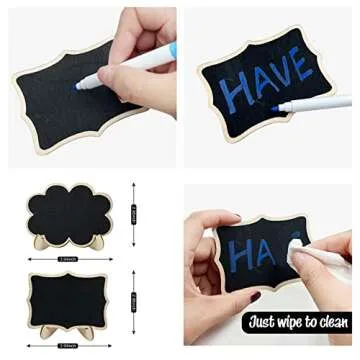20 Pack Wood Mini Chalkboard Signs with 6 Liquid Chalk Marker Support Easels,Place Card Reusable Chalkboards Blackboard for Wedding, Birthday Party, Message Board Signs and Event Decorations (20)