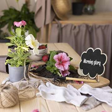 20 Pack Wood Mini Chalkboard Signs with 6 Liquid Chalk Marker Support Easels,Place Card Reusable Chalkboards Blackboard for Wedding, Birthday Party, Message Board Signs and Event Decorations (20)