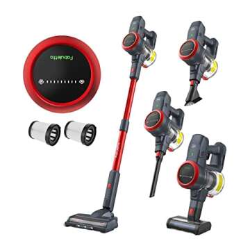 FABULETTA Cordless Vacuum Cleaner with Brushless Motor, 6 in 1 Lightweight Stick Vacuum with LED Display, Max 50 Min Runtime Detachable Battery for Home Pet Hair Carpet Hard Floor