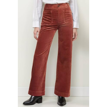 satisnew Corduroy Pants Women Elastic Waist Flare Pants Bell Bottom Business Casual Trousers Pants for Women Wine Red