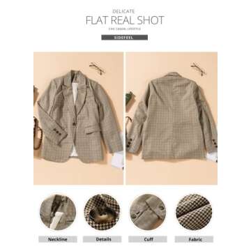 Sidefeel Women Plaid Print Outwear Blazer for Work