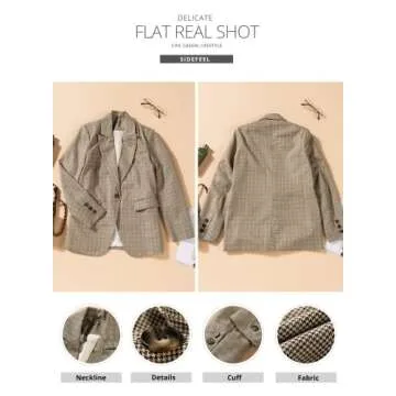 Sidefeel Women Plaid Print Outwear Blazer for Work