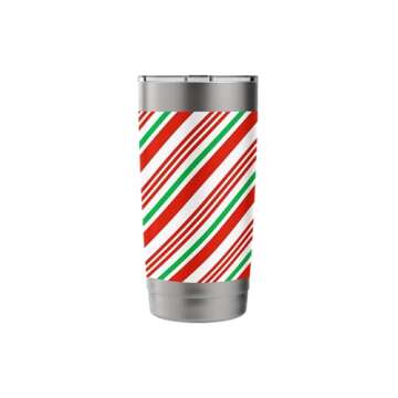 Holiday Green White Red Christmas Candycane Stripes Stainless Steel Insulated Tumbler