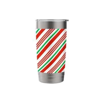 Holiday Green White Red Christmas Candycane Stripes Stainless Steel Insulated Tumbler