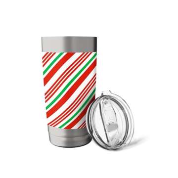 Holiday Green White Red Christmas Candycane Stripes Stainless Steel Insulated Tumbler