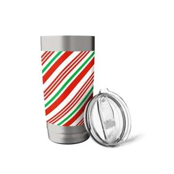 Holiday Green White Red Christmas Candycane Stripes Stainless Steel Insulated Tumbler