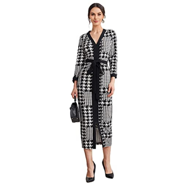 Stylish WDIRARA Women's Houndstooth Dress for All Events