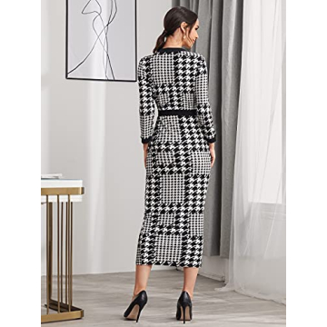 Stylish WDIRARA Women's Houndstooth Dress for All Events