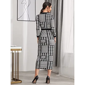 Stylish WDIRARA Women's Houndstooth Dress for All Events