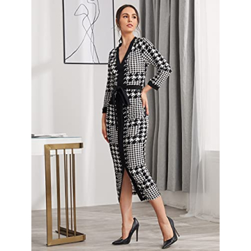 Stylish WDIRARA Women's Houndstooth Dress for All Events