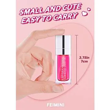 FEIMINI Hydrating Lip Glow Oil, Moisturizing Lip Oil Gloss Transparent Plumping Lip Oil Tinted for Lip Care and Dry Lips - Raspberry