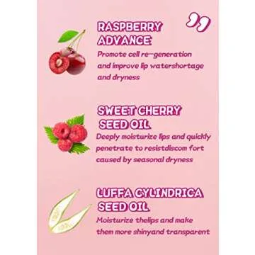 FEIMINI Hydrating Lip Glow Oil, Moisturizing Lip Oil Gloss Transparent Plumping Lip Oil Tinted for Lip Care and Dry Lips - Raspberry